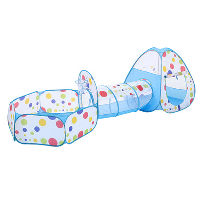 3-in-1 Play Tent Set for Kids Pop Up with Tunnel Ball Pit Playhouse