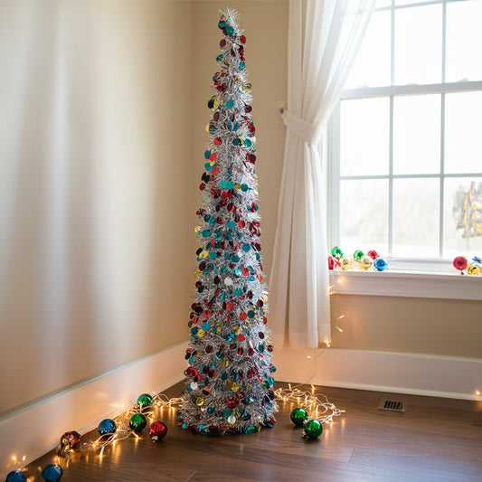 150cm Tinsel Multi Colour Christmas Tree