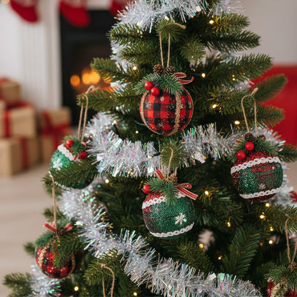 Set of 9 Christmas Ball Ornaments Hanging Decorations