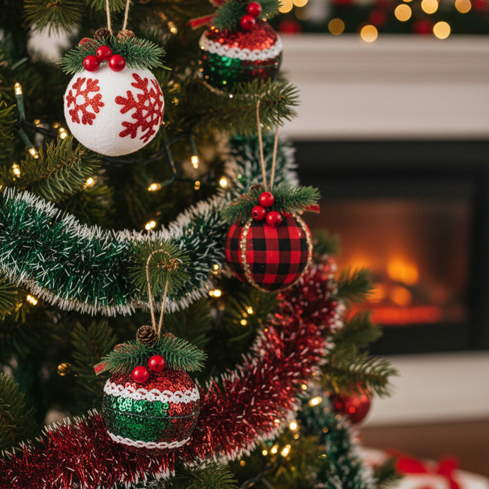 Set of 9 Christmas Ball Ornaments Hanging Decorations