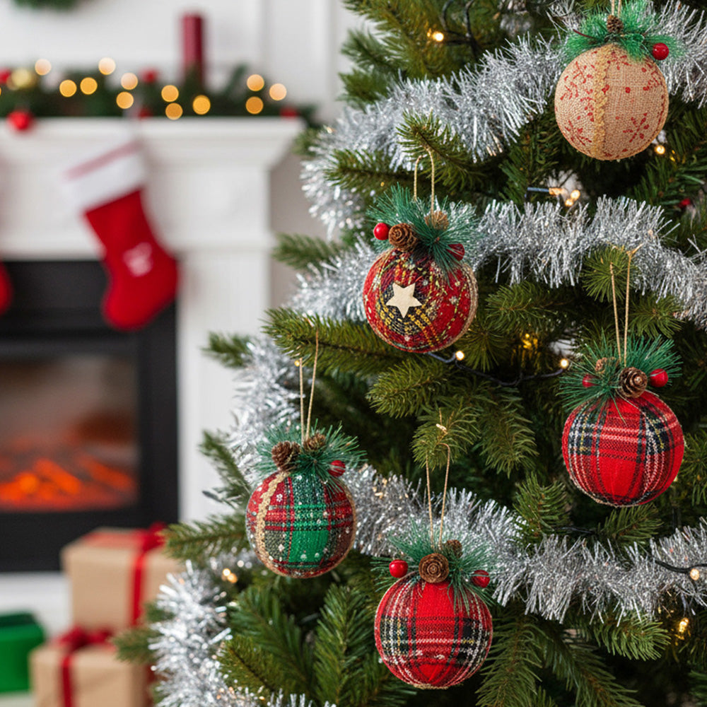 Set of 9 Christmas Ball Ornaments Hanging Decorations