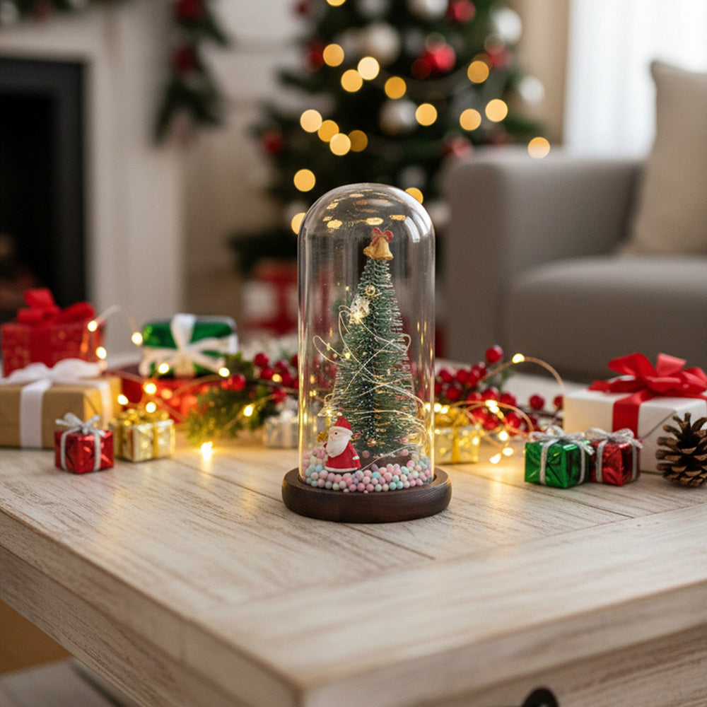 LED Glass Dome Christmas Tree Tabletop Decoration