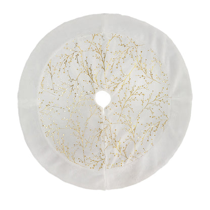 Hot Stamping Golden Twig Plush Christmas Tree Skirt