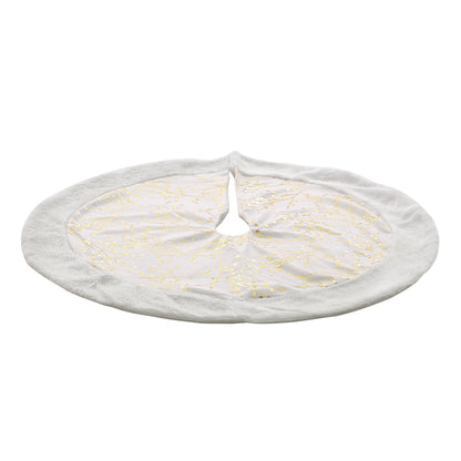 Hot Stamping Golden Twig Plush Christmas Tree Skirt