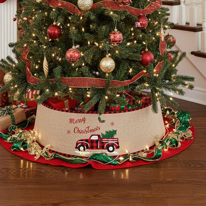Burlap Merry Christmas Tree Skirt Collar