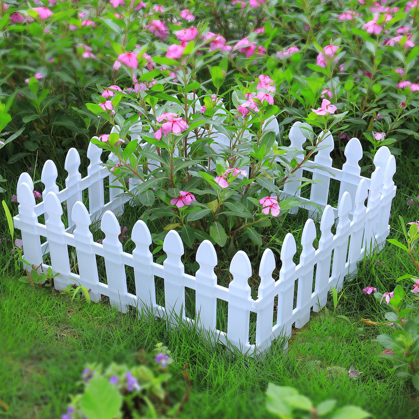 Plastic Picket Garden Fence Path Border Set of 4
