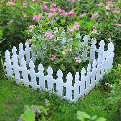 Plastic Picket Garden Fence Path Border Set of 4