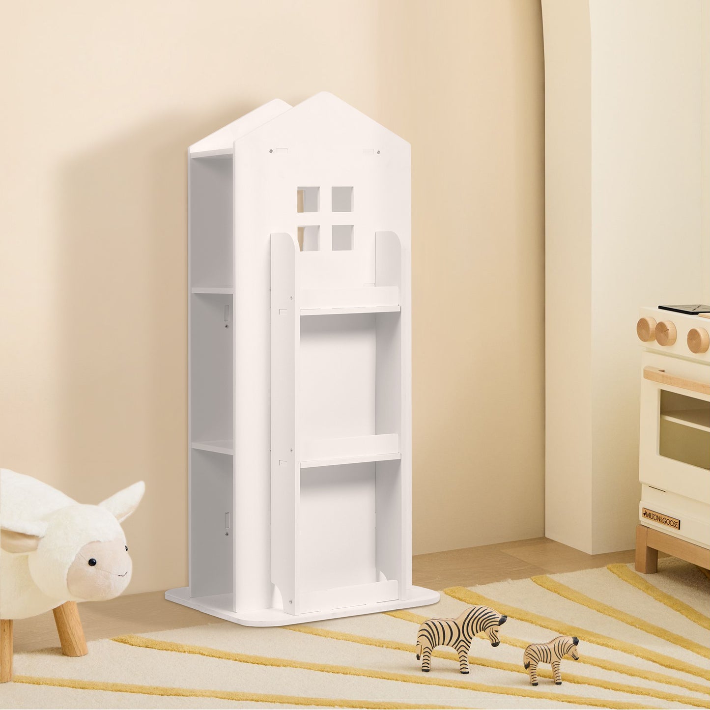 Kids' House Frame Rotating Bookshelf