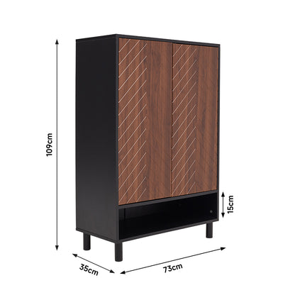6-Tier Black Shoe Cabinet with Doors