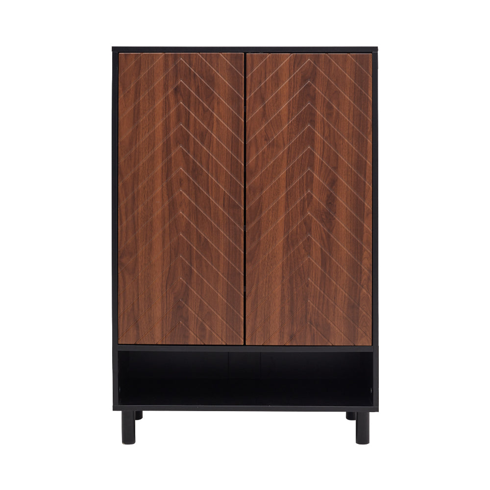6-Tier Black Shoe Cabinet with Doors
