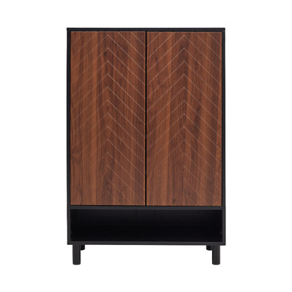 6-Tier Black Shoe Cabinet with Doors