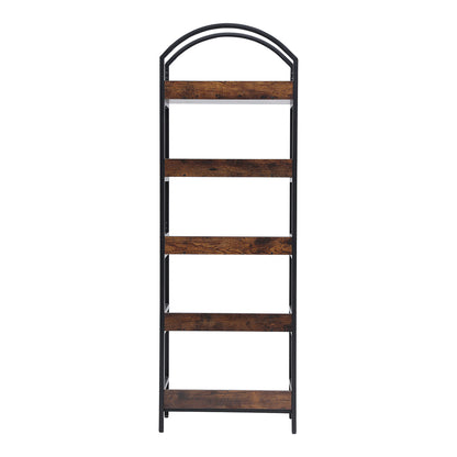 5-Tier Arched Wooden Bookcase Storage Shelf