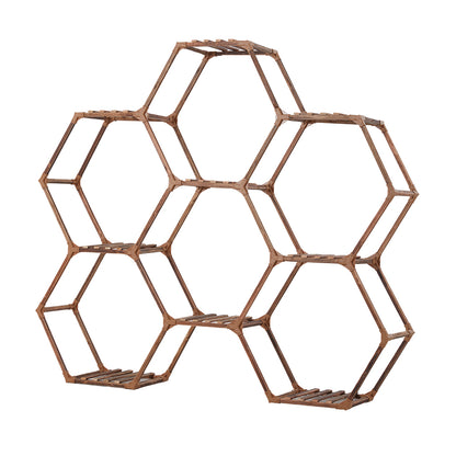 9-Potted Hexagonal Eucalyptus Wood Plant Stand