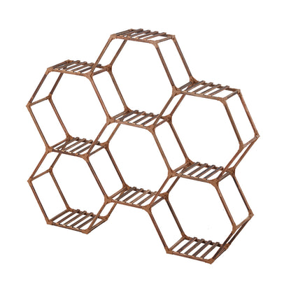 9-Potted Hexagonal Eucalyptus Wood Plant Stand