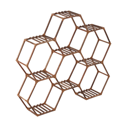 9-Potted Hexagonal Eucalyptus Wood Plant Stand