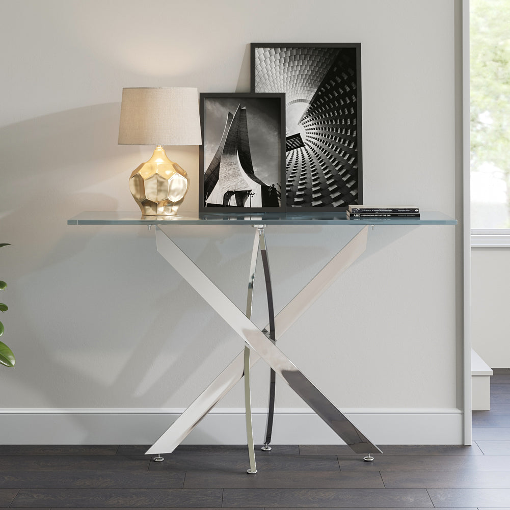 Modern and Futuristic Clear Glass Top Coffee End Table