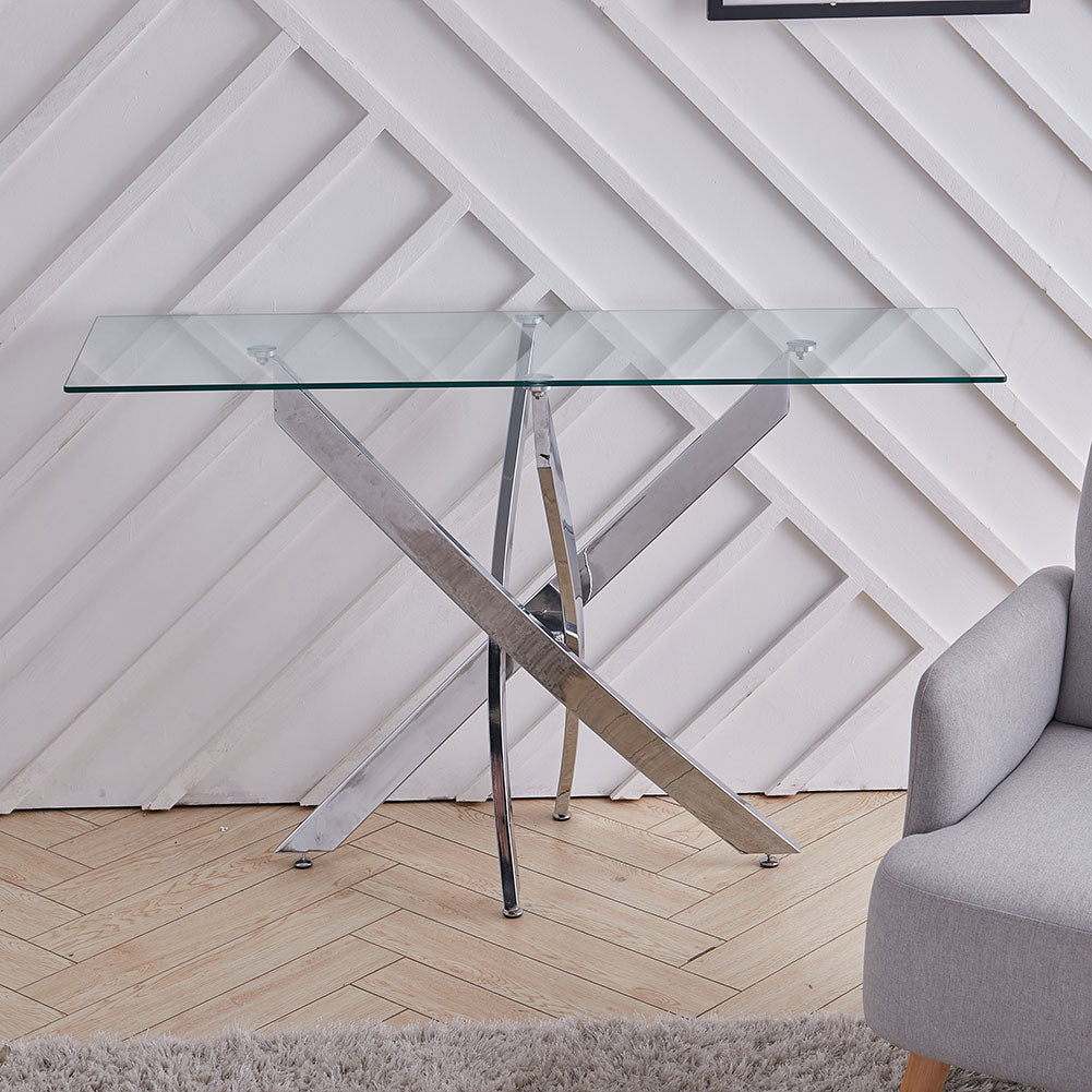 Modern and Futuristic Clear Glass Top Coffee End Table