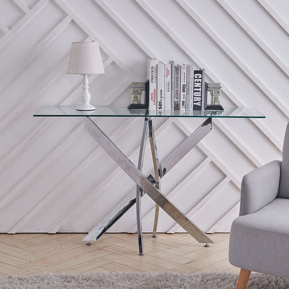 Modern and Futuristic Clear Glass Top Coffee End Table