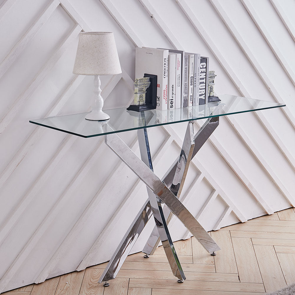 Modern and Futuristic Clear Glass Top Coffee End Table