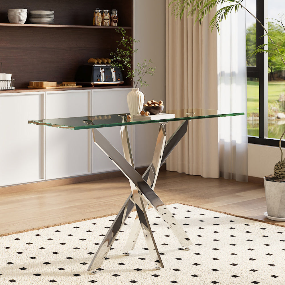 Modern and Futuristic Clear Glass Top Coffee End Table
