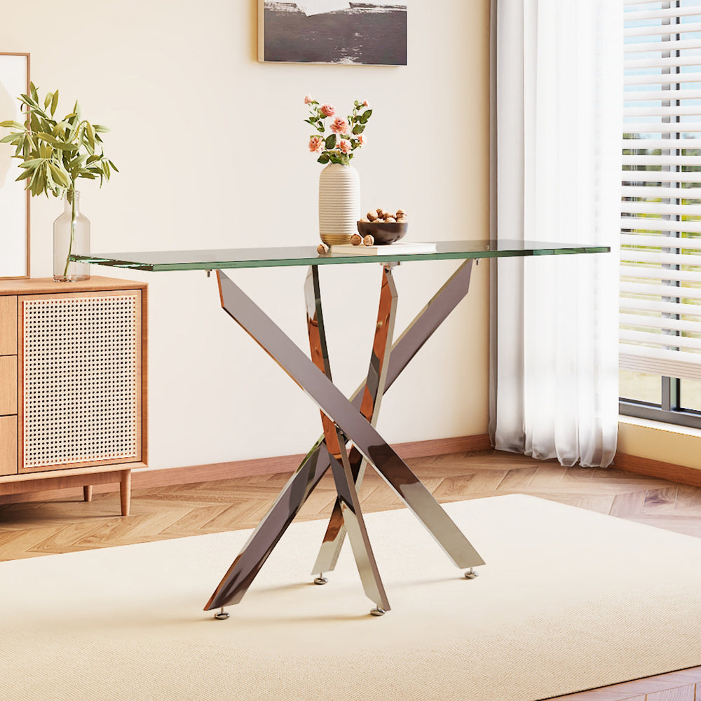 Modern and Futuristic Clear Glass Top Coffee End Table