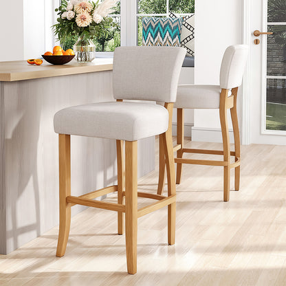 Set of 2 Linen Bar Stool Bar Height for Kitchen Island Cafe