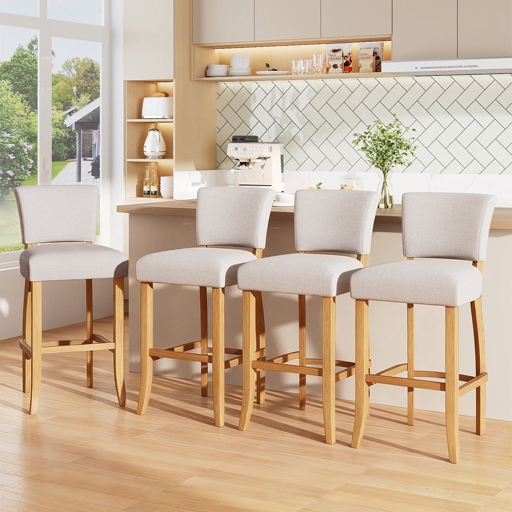 Set of 2 Linen Bar Stool Bar Height for Kitchen Island Cafe