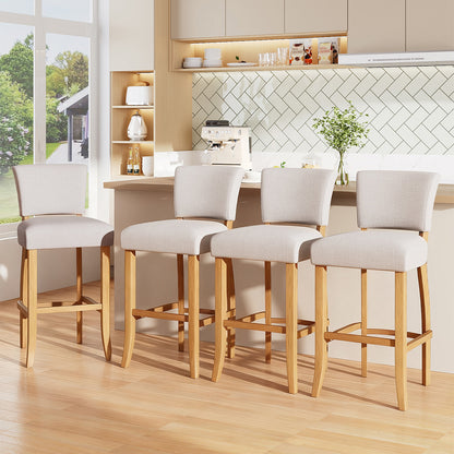 Set of 2 Linen Bar Stool Bar Height for Kitchen Island Cafe