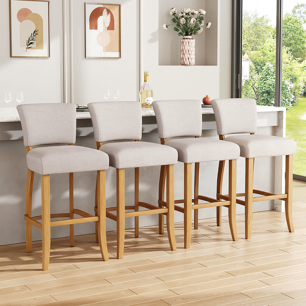 Set of 2 Linen Bar Stool Bar Height for Kitchen Island Cafe