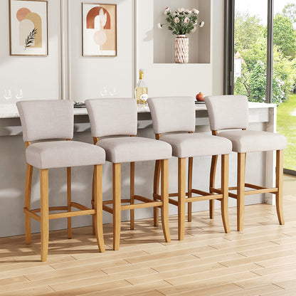 Set of 2 Linen Bar Stool Bar Height for Kitchen Island Cafe