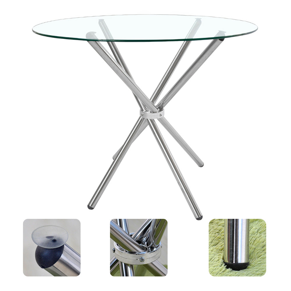 Tempered Glass Crossover Round Dining Table