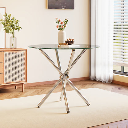 Tempered Glass Crossover Round Dining Table