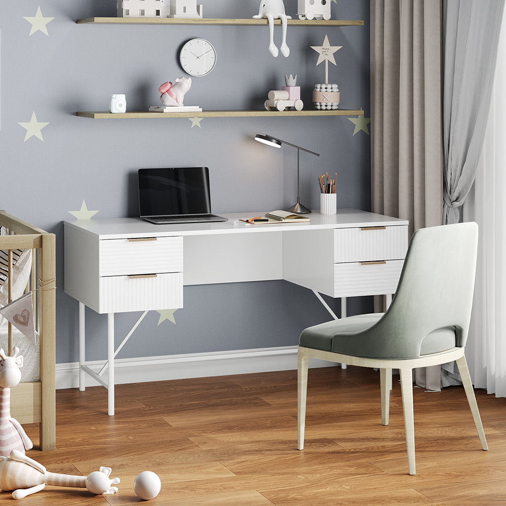 White Striped Study Desk