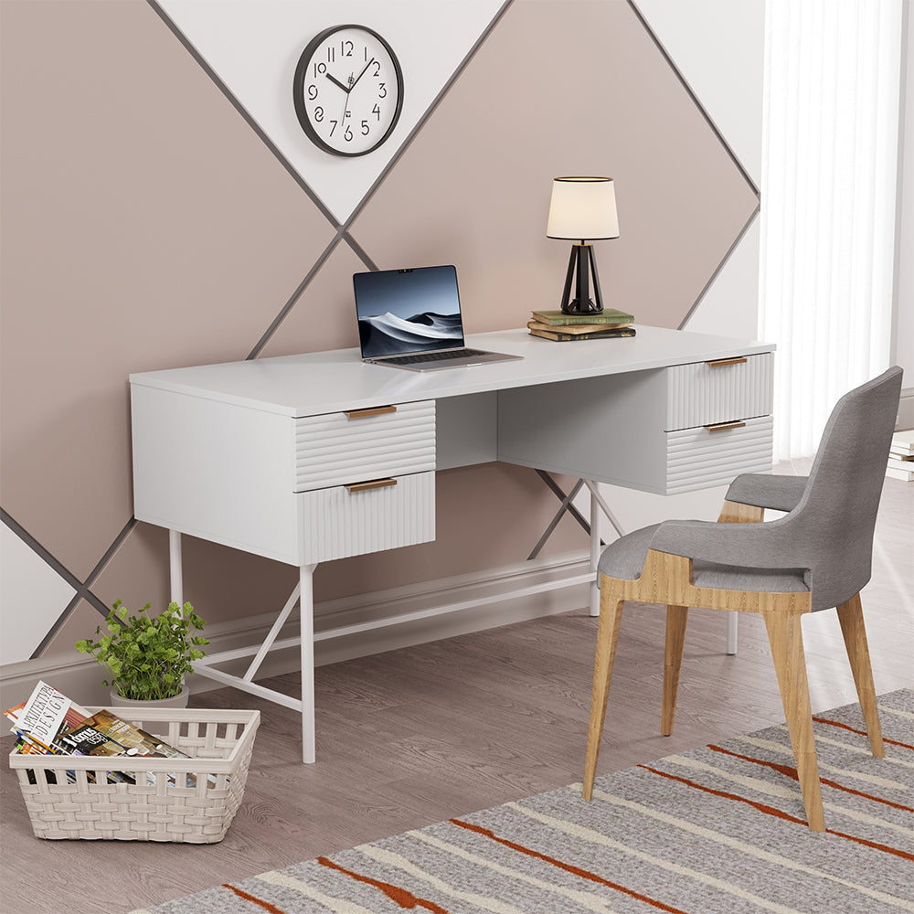 White Striped Study Desk