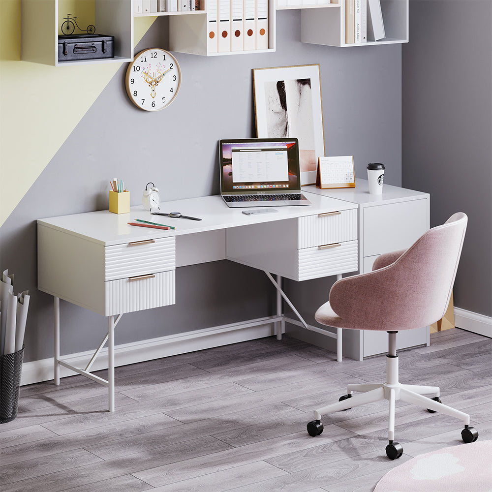 White Striped Study Desk