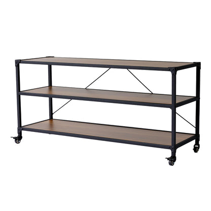 3-Tier Wood Storage Rack with Wheels