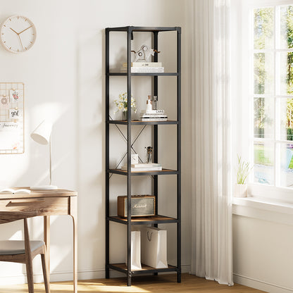 Industrial Style 6-Tier Bookshelf
