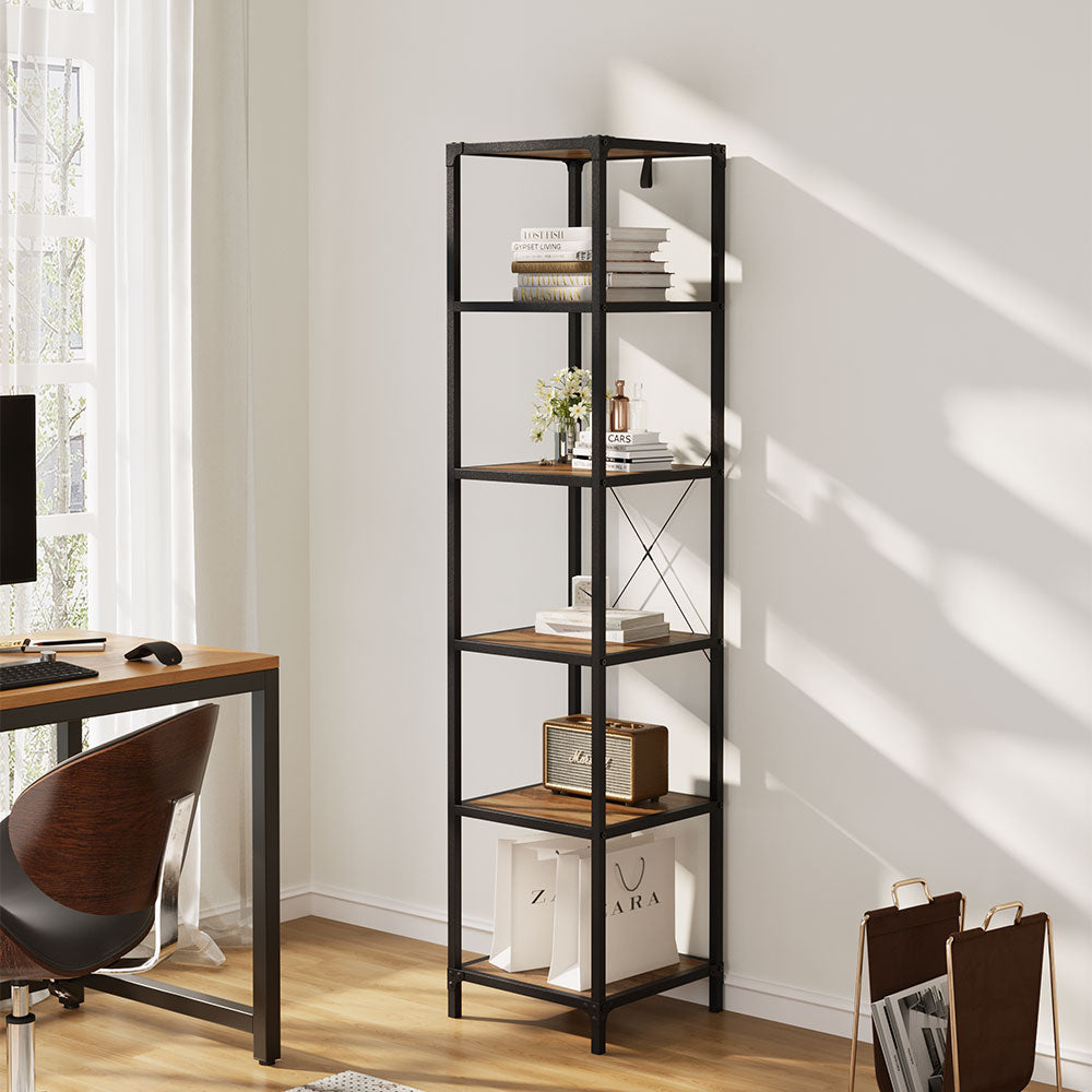 Industrial Style 6-Tier Bookshelf