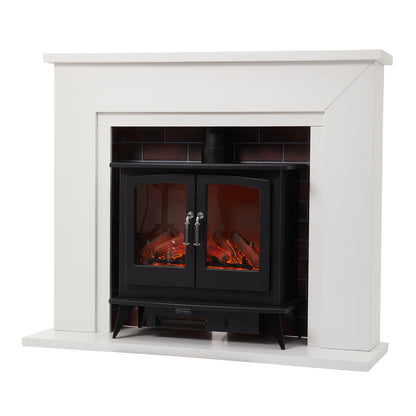 Electric Fireplace Heater With Surround & Chimney