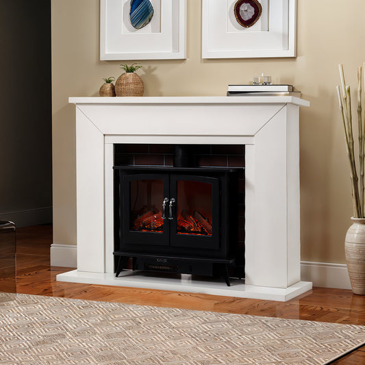 Electric Fireplace Heater With Surround & Chimney
