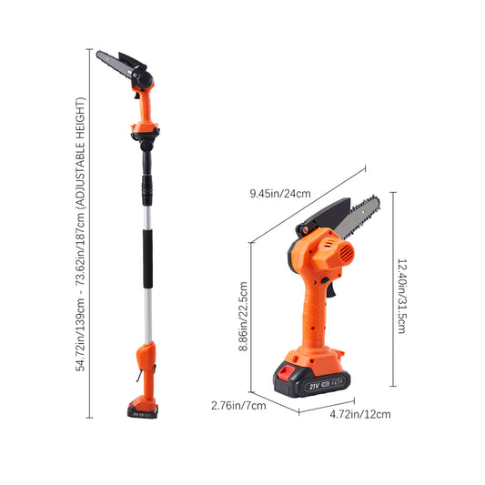 2-in-1 Cordless Pole Saw & Handheld Chainsaw for High Branches & Gardening