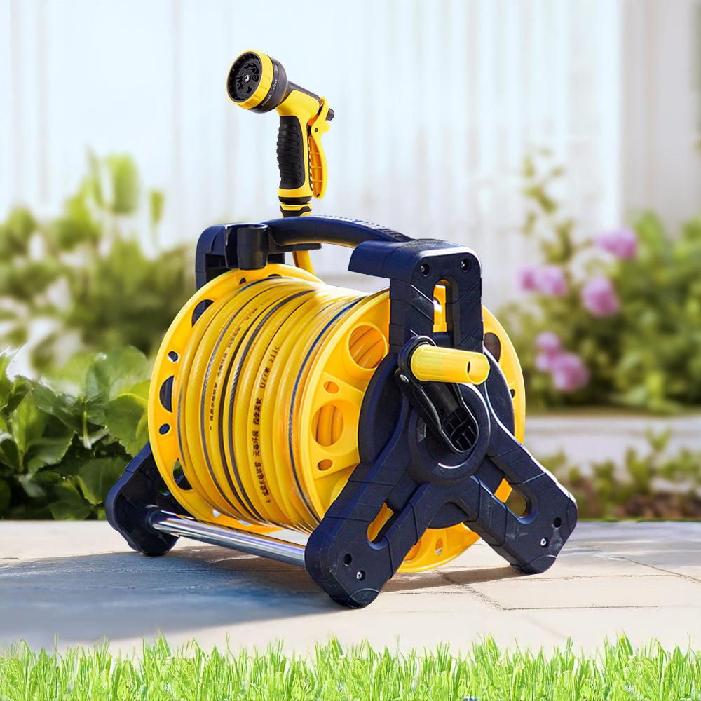 25/35m Portable Garden Watering Hose Reel Set