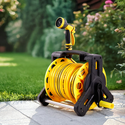 25/35m Portable Garden Watering Hose Reel Set