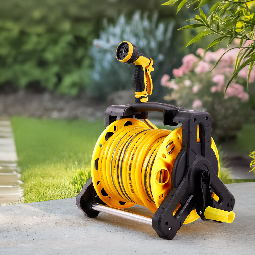 25/35m Portable Garden Watering Hose Reel Set