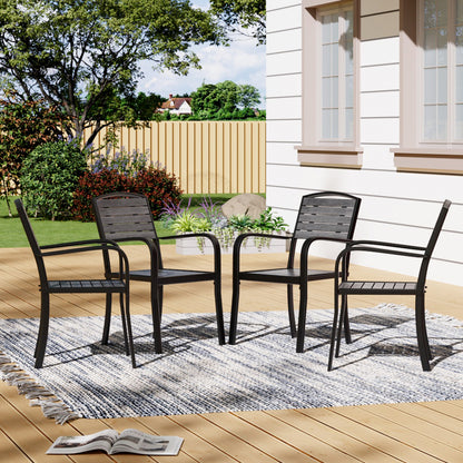 Dining Armchairs Set of 4，Wood Plastic Composite Outdoor