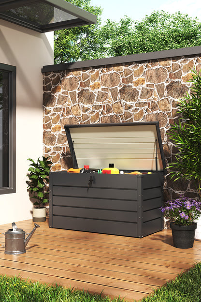 350L Metal Lockable Garden Storage Box Patio Waterproof Box