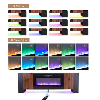 Recessed Electric Fireplace TV Stand with Remote Control