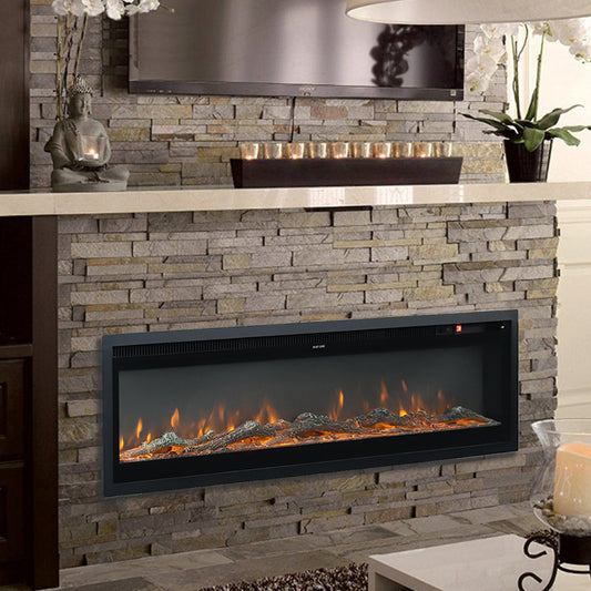 40/50/60 Inch Wall Mounted Electric LED Fireplace Fire Heater with 9 Flames Mode