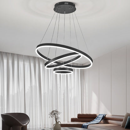 Modern 3 Ring Aluminum Round Hanging LED Pendant Light