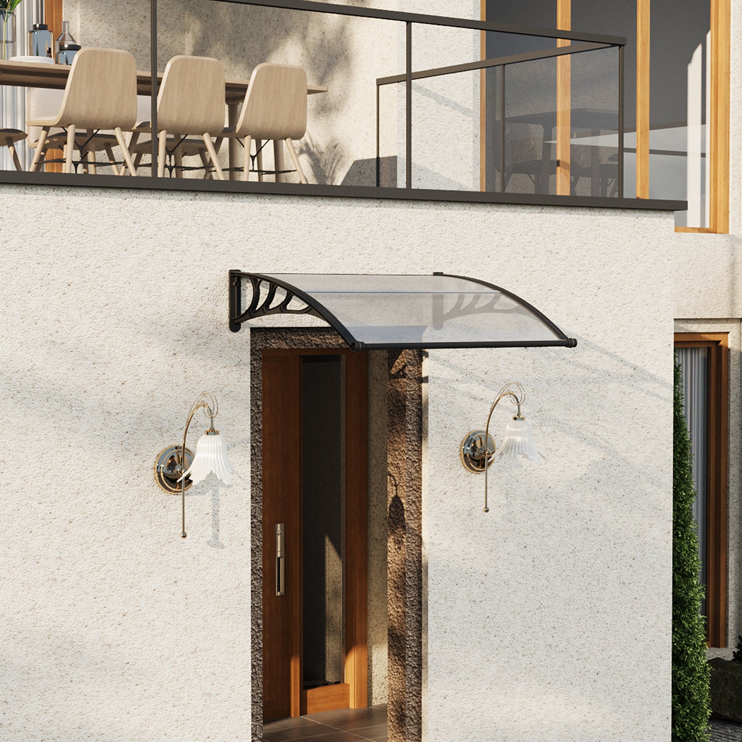 Transparent Outdoor Door Canopy Window Awning with Drainage Channel